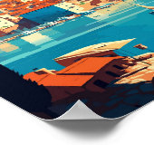 Novigrad Kroatië vintage reisillustratie Poster (Hoek)