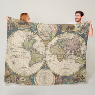 Novissima Totius Terrarum Orbis Tabula Fleece Deken
