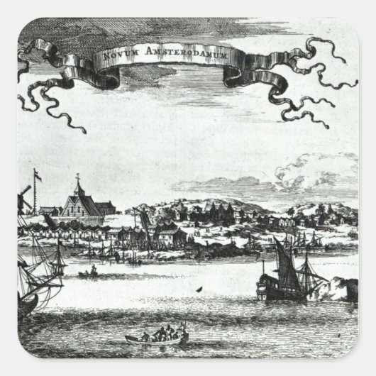 Novum Amsterdam, c.1667 Vierkante Sticker (Voorkant)