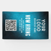 Now Hiring Banner QR Code Teal Grunge Gradient (Horizontaal)