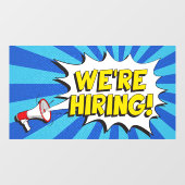 Now Hiring Blue White Megaphone Bright Colors Raamsticker (Vel)