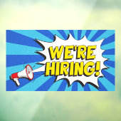 Now Hiring Blue White Megaphone Bright Colors Raamsticker (Vel 3)