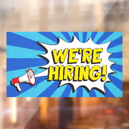 Now Hiring Blue White Megaphone Bright Colors Raamsticker
