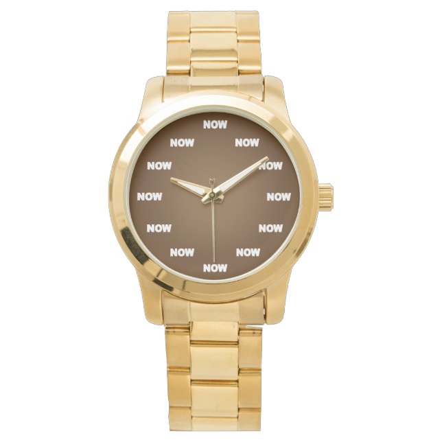 "NOW" Horloge (Bruin) (Voorkant)