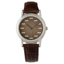 "NOW" Horloge (Bruin)
