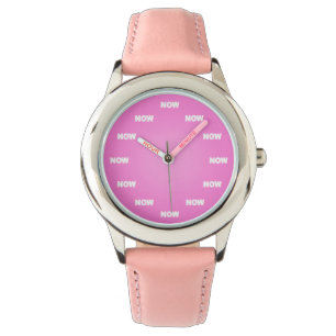 "NOW" horloge (roze)