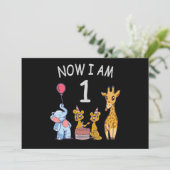 Now I am 1 year old 1st Birthday at the Zoo Baby B Kaart (Staand voorkant)