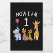 Now I am 1 year old 1st Birthday at the Zoo Voedselcontainer Etiket (Enkel label)