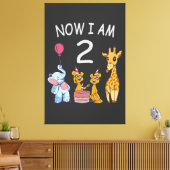 Now I am 2 years old 2nd Birthday at the Zoo Baby  Canvas Afdruk (Insitu (Woonkamer))
