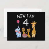 Now I am 4 year old 4th Birthday at the Zoo Briefkaart (Voorkant / Achterkant)