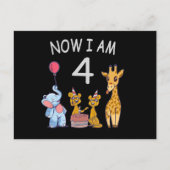 Now I am 4 year old 4th Birthday at the Zoo Briefkaart (Voorkant)