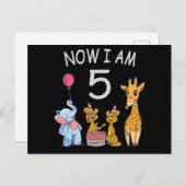 Now I am 5 years old 5th Birthday at the Zoo Briefkaart (Voorkant / Achterkant)
