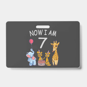 Now I am 7 years old 7th Birthday at the Zoo Badge
