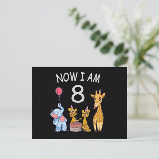 Now I am 8 years old 8th Birthday at the Zoo Briefkaart (Staand voorkant)