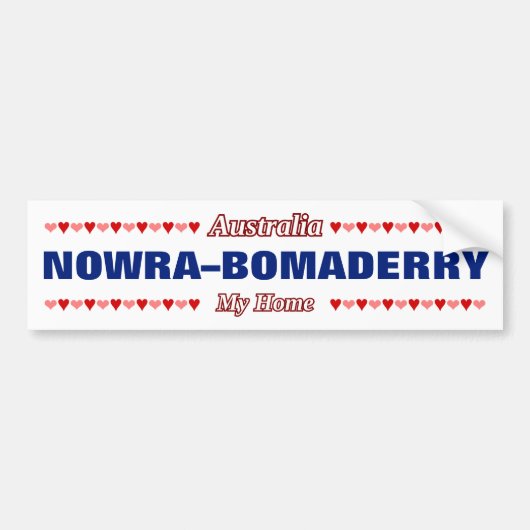 NOWRA-BOMADERRY - Mijn thuis - Australië; Harten Bumpersticker (Voorkant)