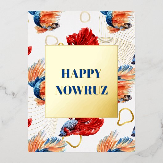 Nowruz Dansende Goldfish Trio Folie Briefkaart (Voorkant)