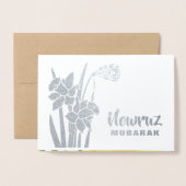 Nowruz Mubarak. Nieuwjaar in het voorjaar van Daff Folie Kaarten (Voorkant met envelop)