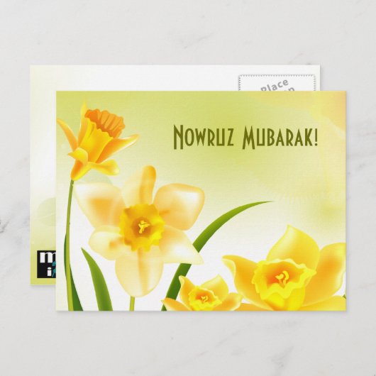 Nowruz Mubarak. Perzisch nieuwjaar Briefkaarten (Voorkant / Achterkant)