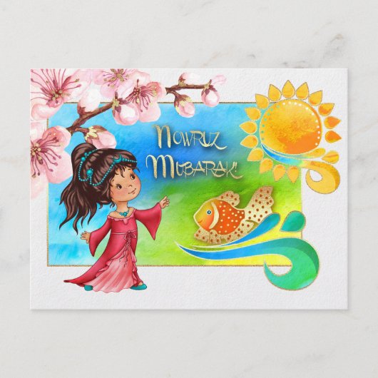 Nowruz Mubarak. Perzisch Nieuwjaar Feestdagenkaart (Voorkant)