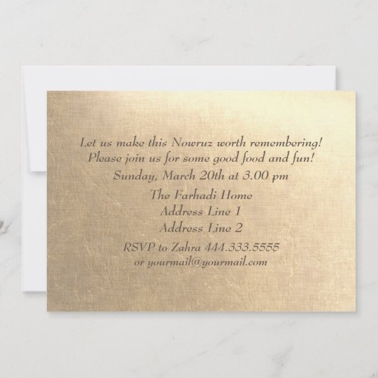 Nowruz Mubarak Perzisch Nieuwjaar Partij Kaart (Achterkant)