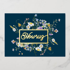 Nowruz-wildbloemen Folie Feestdagenkaart