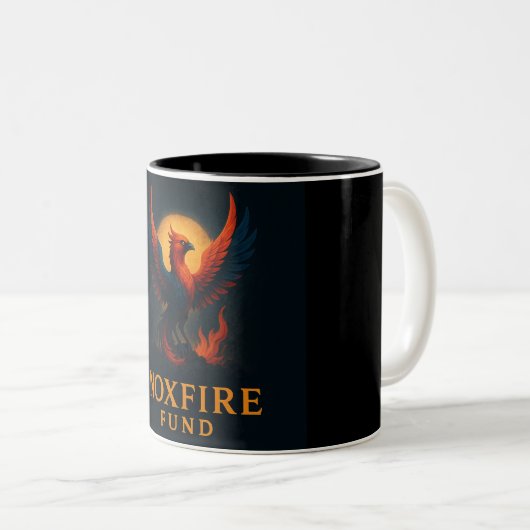 NoxFire Fund Coffee Mug Tweekleurige Koffiemok (Voorkant rechts)