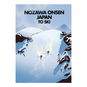 Nozawa Onsen Japan ski print. Foto Afdruk