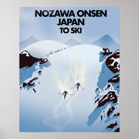 Nozawa Onsen Japan ski print. Poster (Voorkant)