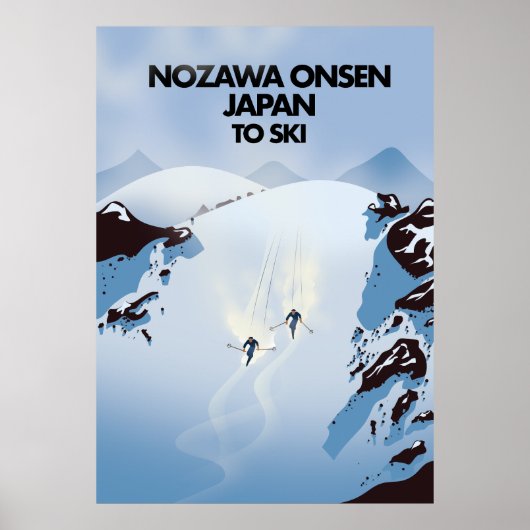Nozawa Onsen Japan ski print. Poster (Voorkant)