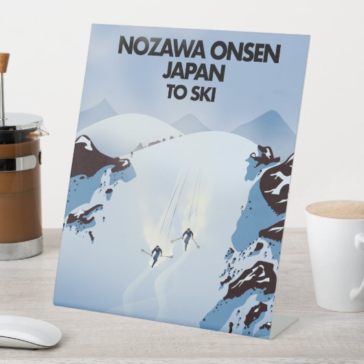 Nozawa Onsen Japan ski print. Reclamebord Met Voetstuk (Insitu)