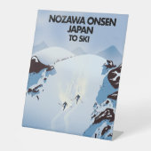 Nozawa Onsen Japan ski print. Reclamebord Met Voetstuk (Voorkant)
