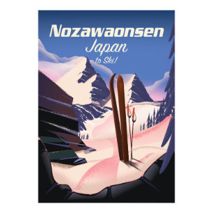 Nozawaonsen Japan om te skiën Foto Afdruk