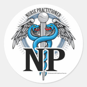 NP Blue Caduceus Ronde Sticker