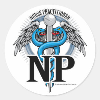 NP Blue Caduceus Ronde Sticker