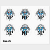 NP Blue Caduceus Ronde Sticker (Vel)