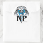 NP Blue Caduceus Ronde Sticker (Tas)