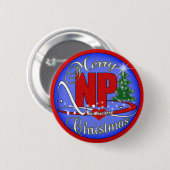 NP CHRISTMAS MERRY - NURSE PRACTITIONER RONDE BUTTON 5,7 CM (Voorkant /achterkant)