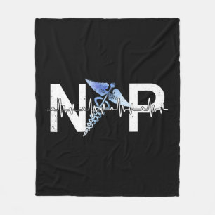 Np Heartbeat Nurse Practitioner Certified Nursing Fleece Deken