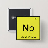 Np - Nerd Power Chemistry Element Symbol T-Shirt Vierkante Button 5,1 Cm (Voorkant /achterkant)