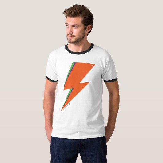 NP Oranje Bolt Mannen Basic Ringer T-Shirt (Voorkant volledig)