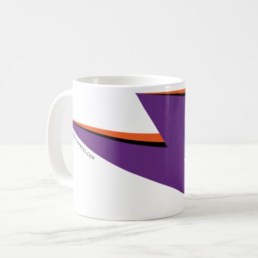 NP Paarse Wraparound Bolt 11 oz Klassieke witte Mo Koffiemok (Voorkant links)