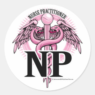 NP PINK Caduceus Ronde Sticker