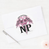 NP PINK Caduceus Ronde Sticker (Envelop)