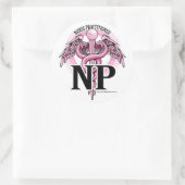 NP PINK Caduceus Ronde Sticker (Tas)