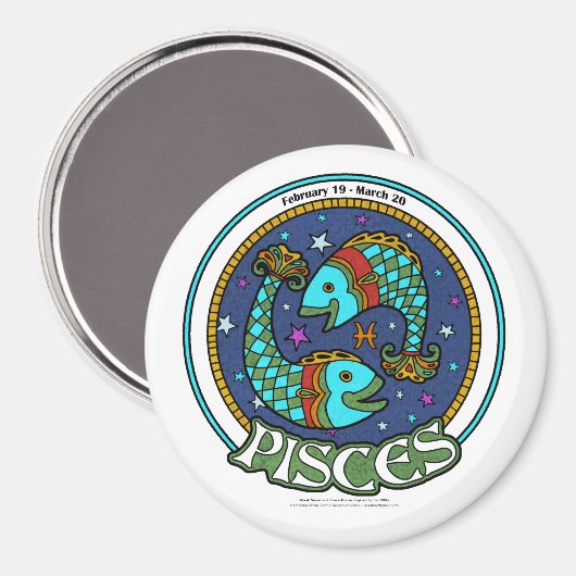 NP Pisces 3-inch Ronde Magnet (Voorkant / Achterkant)