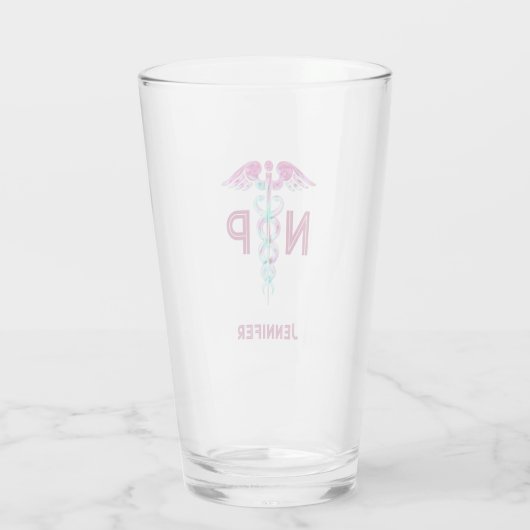 NP Roze Caduceus Aangepast Glas (Achterkant)