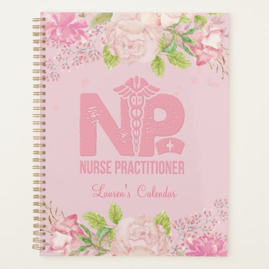 NP Zurse Pink - Aangepaste Floral Journal Planner (Voorkant)