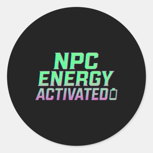 Npc Energie Geactiveerde Grappige Esthetische Game Ronde Sticker (Voorkant)