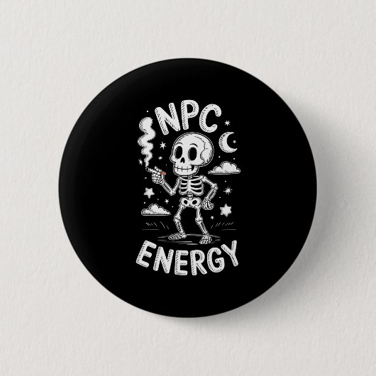 Npc energie skelet grappige meme ronde button 5,7 cm (Voorkant)