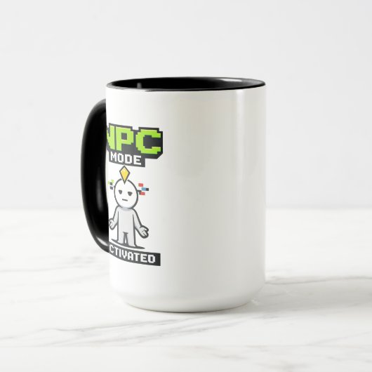 NPC-modus geactiveerd Pixels Grappige Cartoon Mok (Voorkant links)